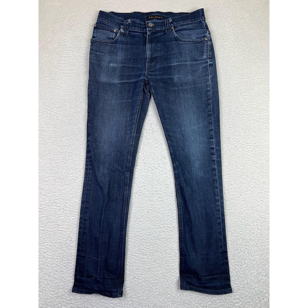 Nudie Jeans Thin Finn Mens Jeans 33x32 (Fits 32x30) Blue Slim Tapered